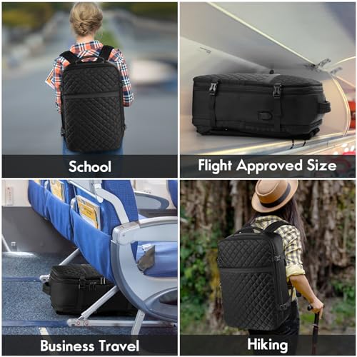Carry On Backpack for Women (17.3 inch / Black Zipper)