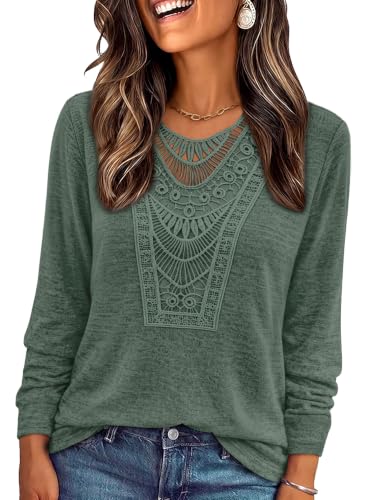 Winter Clothing for Women Boho Tops Fall Shirts Christmas Sweaters Green M (Medium / Dark Green)