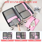 4 Set/6 Set/8 Set Compression Packing Cubes Travel Accessories Expandable Packing Organizers (Half Mesh, 6-Pink) (6-Pink / Half Mesh)
