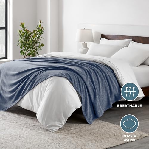 Polar Fleece Blanket (Throw / 02 - Heathered Dark Blue)