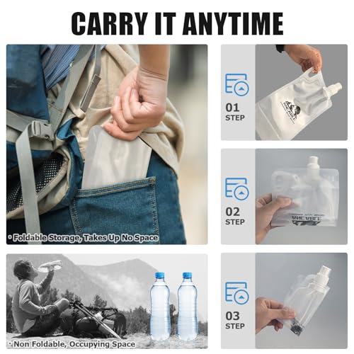 1L Hiking Collapsible Water Bottles (33oz - 4pcs)