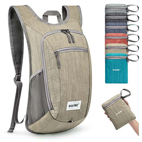 10 15L Small Rucksack Foldable Backpack Lightweight Packable Daypack Travel Outdoor Hiking Shoulder Bag (Beige / 20L)