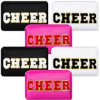 6 Pcs Cheer Makeup Bag Chenille Cosmetic Bag with Letter Patches (Bright Colors / Cheer)