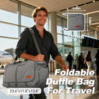65L Foldable Duffle Bag with Shoes Compartment (Textured Grey / 65L)