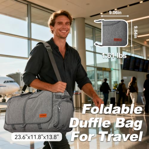 65L Foldable Duffle Bag with Shoes Compartment (Textured Grey / 65L)
