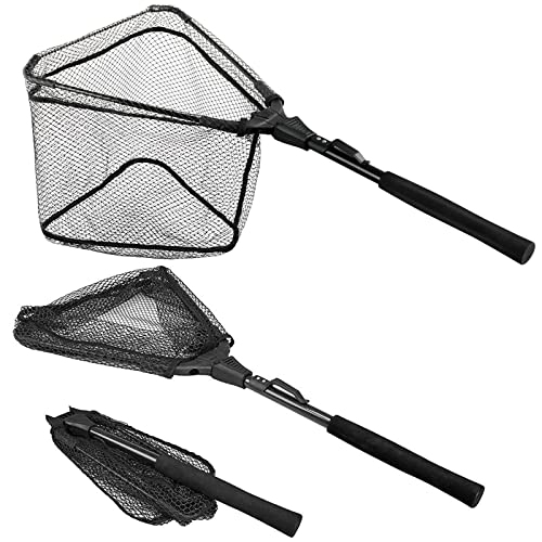Fishing Net Fish Floating Landing Net with Handle (11.8"/30cm Hoop Size 0.8M Black(Not Extendable) / 0.8m (Not Extendable))