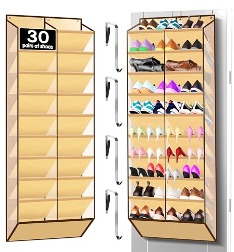 10 Tier Over the Door Shoe Organizer (Beige)