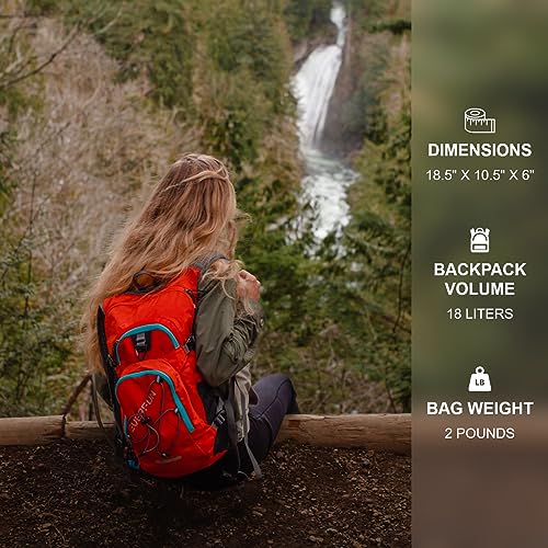 Hydration Backpack 18L Hiking Water Backpack with Water Bladder 2L (Orange / 2L Bladder)