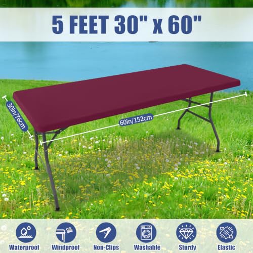2 Pack Rectangle Spandex Fitted Table Cloth (Jujube Red / 60" x 30" (Rectangular))