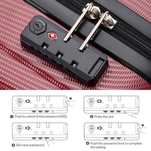 Luggage Sets 2 piece Carry On Luggage with Wheels PC Hard Shell Suitcases Lightweight Checked Travel Luggage Large Travel Suitcase Woman Men 20 (2 Pc Set (20/29) / Burgundy)
