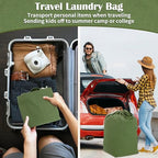 Canvas Laundry Bags with Handles & Rectangular Base (Army Green XL | Rectangular Base / 19.6"Wx15"Depthx27.6"H)