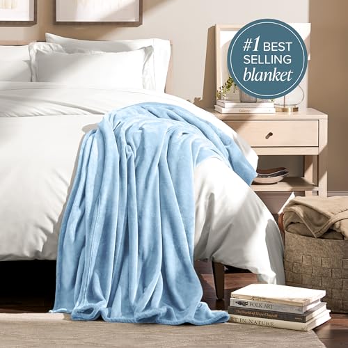 Fleece Blanket Luxury Microplush (Throw/Travel / 08 - Light Blue)