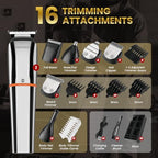 6-in-1 Men's Grooming Kit, Cordless Beard Trimmer, Hair, Nose & Ear (Silver)