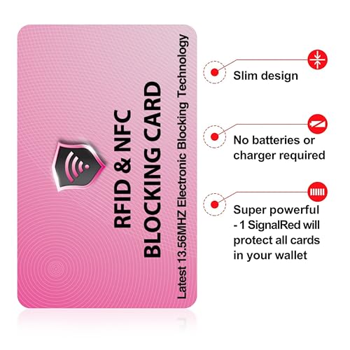 5 Pack RFID Blocking Card for Credit Debit ID Card (Pink)