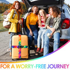 Luggage Straps for Suitcases Adjustable Travel Belt (Colorful geometry)