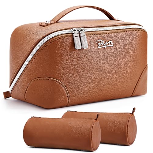 Travel Makeup Bag Cosmetic Bags for Women (C-1-Brown)