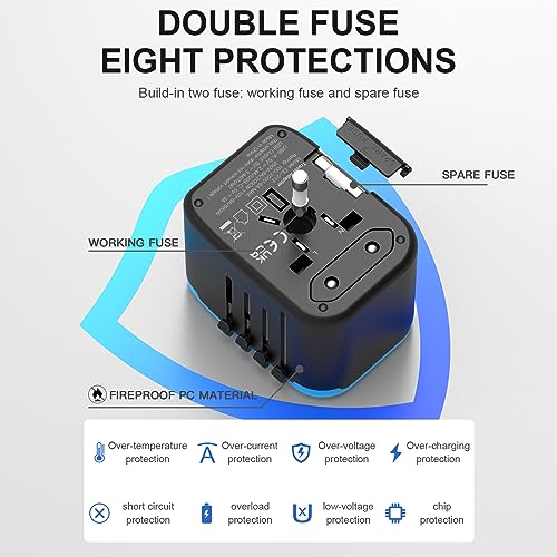 Universal International Power Travel Plug Adapter (Black and Blue)