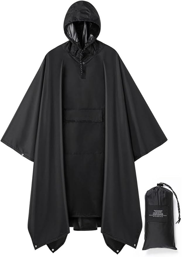 salamra Hooded Rain Poncho Waterproof Raincoat Jacket by salamra