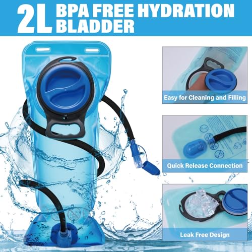15L Insulated Hydration Backpack Pack with 2L Water Bladder Lightweight Hiking Backpack Bag for Women Men Daypack for Hiking Running Festival Camping Biking