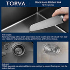 25 x 18 Inch Gloss Black Ceramic Coating with NanoTek Undermount Kitchen Sink (25 x 18 x 10 Inch / Dark Grey)
