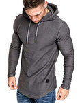 Mens Fashion Athletic Hoodies Sport Sweatshirt Solid Color Fleece Pullover Dark Grey M (Medium / Grey)