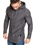 Mens Fashion Athletic Hoodies Sport Sweatshirt Solid Color Fleece Pullover Dark Grey M (Medium / Grey)