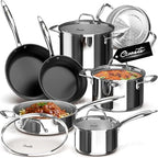 11 Piece Stainless Steel Pots and Pans Set Non Stick (Nonstick 11 PC)