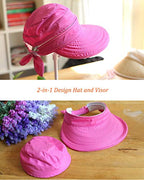 Sun Hats for Women with UV Protection Wide Brim Sun Hat Visor Summer Beach Outdoor Foldable Womens Cap Rose (One Size-Medium / Rose)