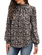 Blouses for Women Dressy Casual Long Sleeve Shirts for Women Business Casual Tops Mock Neck Womens Fall Fashion 2026 Work Clothes Early Spring Outfits for Teachers Clothing Floral Print L (01 - Floral Print / Large)