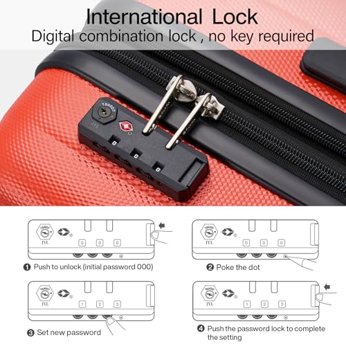 Expandable Hard Shell Luggage Sets (3 Pc Set EXT (20/24/29) / Orange)