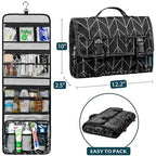 Travel Hanging Toiletry Bag for Women Men (Black Chevron / Large)