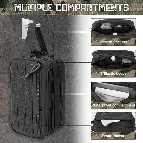 Tactical Toiletry Bag For Men Hygiene Bag EDC Military Tool Molle Pouches Small Dopp Kit Mens Shaving Kit Travel shower Bags (1 US Black)