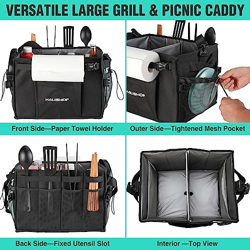 Large Grill and Picnic Caddy with Paper Towel Holder