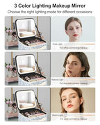 Makeup Bag with LED Mirror (A-Small / 02-Floral Print)
