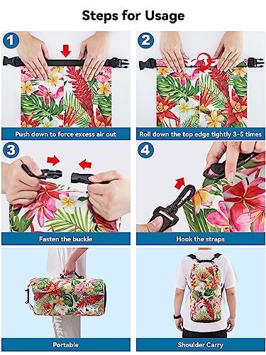 Waterproof Dry Bag Backpack with Emergency Whistle (40L / Flower)