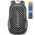 Lightweight Packable Backpack 25L (25L / Black, White Polka Dot)
