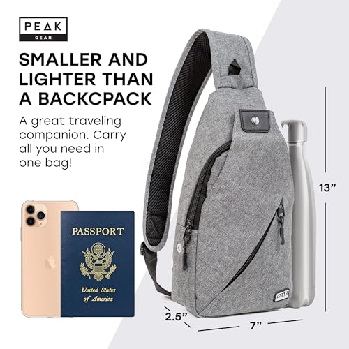 Travel Sling Bag. Compact Crossbody Bag (Gray)