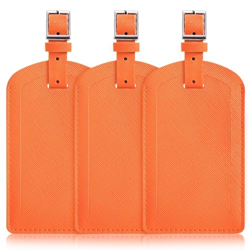 3 Pack Luggage Tags for Suitcases (Bright Orange)