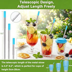 Reusable Collapsible Metal Straws (Black-Rose Gold-Turquoise)