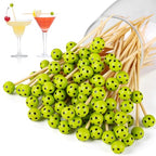 100 Pcs Pickleball Cocktail Picks Decorative Bamboo Cocktail Skewers (Pickleball)
