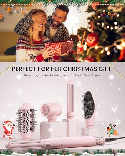 5 in 1 Hot Air Styler Wrap for Fast Drying (Pink)