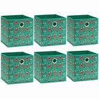 10 Inch Foldable Cube Storage Bins with Handles (6 Pack - 10" x 10" x 10" / Green - Lama)