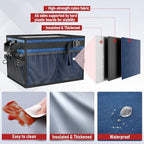 Grill Caddy Foldable BBQ Caddy with Paper Towel Holder (Navy)