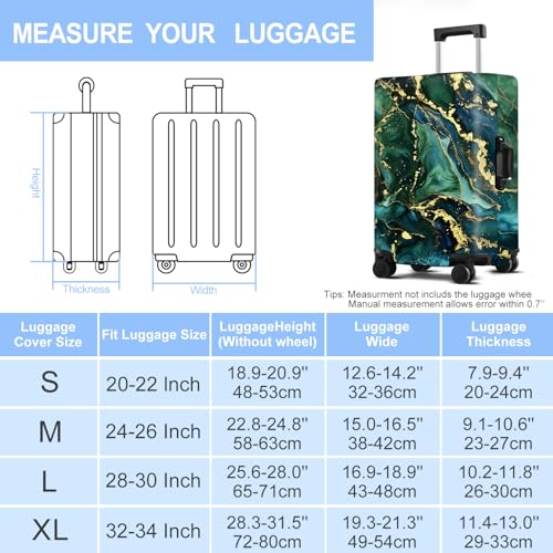 Green Pattern Luggage Cover Washable Suitcase Protector Anti (Green pattern / M(24-26inch suitcase))