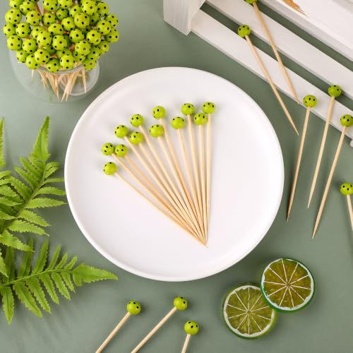 100 Pcs Pickleball Cocktail Picks Decorative Bamboo Cocktail Skewers (Pickleball)