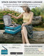 24 Inch Top Opening Checked Luggage with Cup Holder and USB Ports (Caribbean Blue / 24 Inch Pro)