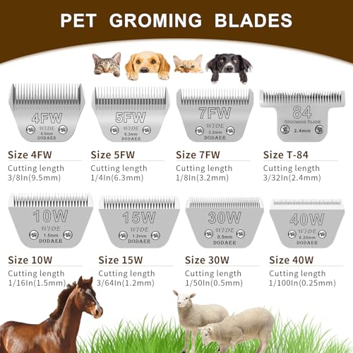 Dog Grooming Wide Blade Set (30w/10w/7fw/5fw/4fw (5 Pack))