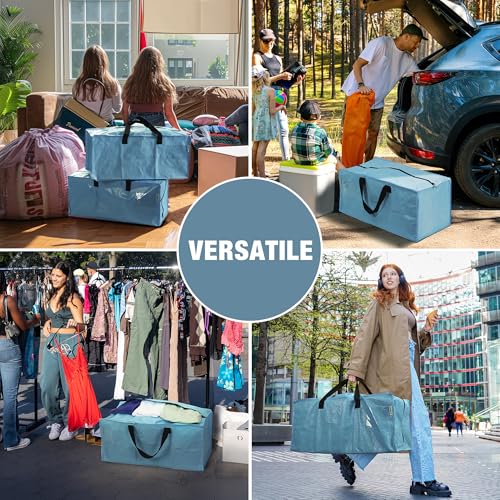 6 Pack Extra Large Moving Bags with Backpack Straps & Handles (Dusty Blue / 6 Pack)