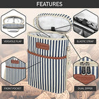 2 Bottle Wine Carrier Tote (Navy Stripes)