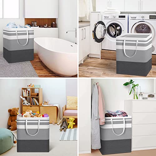 2 Pack Large Laundry Baskets (100L / Grey)